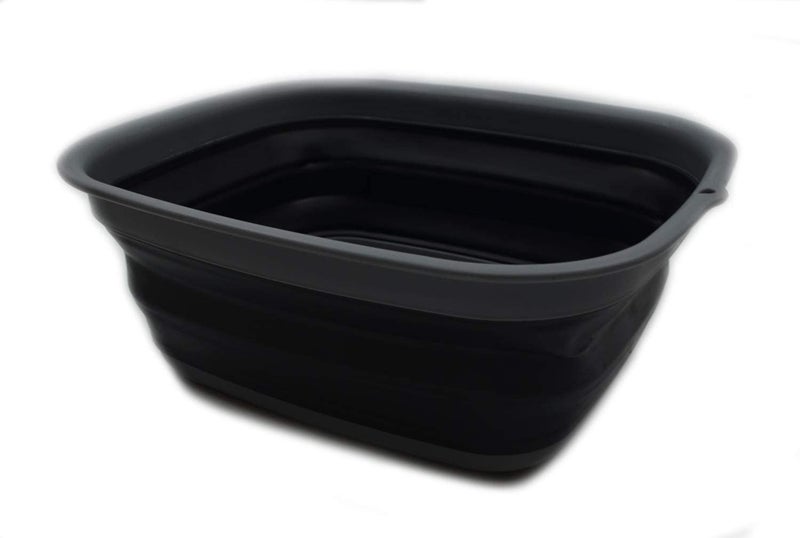 SAMMART 9.45L (2.5 Gallon) Collapsible Tub - Foldable Dish Tub - Portable Washing Basin - Space Saving Plastic Washtub (Grey/Black, M) - Image 1